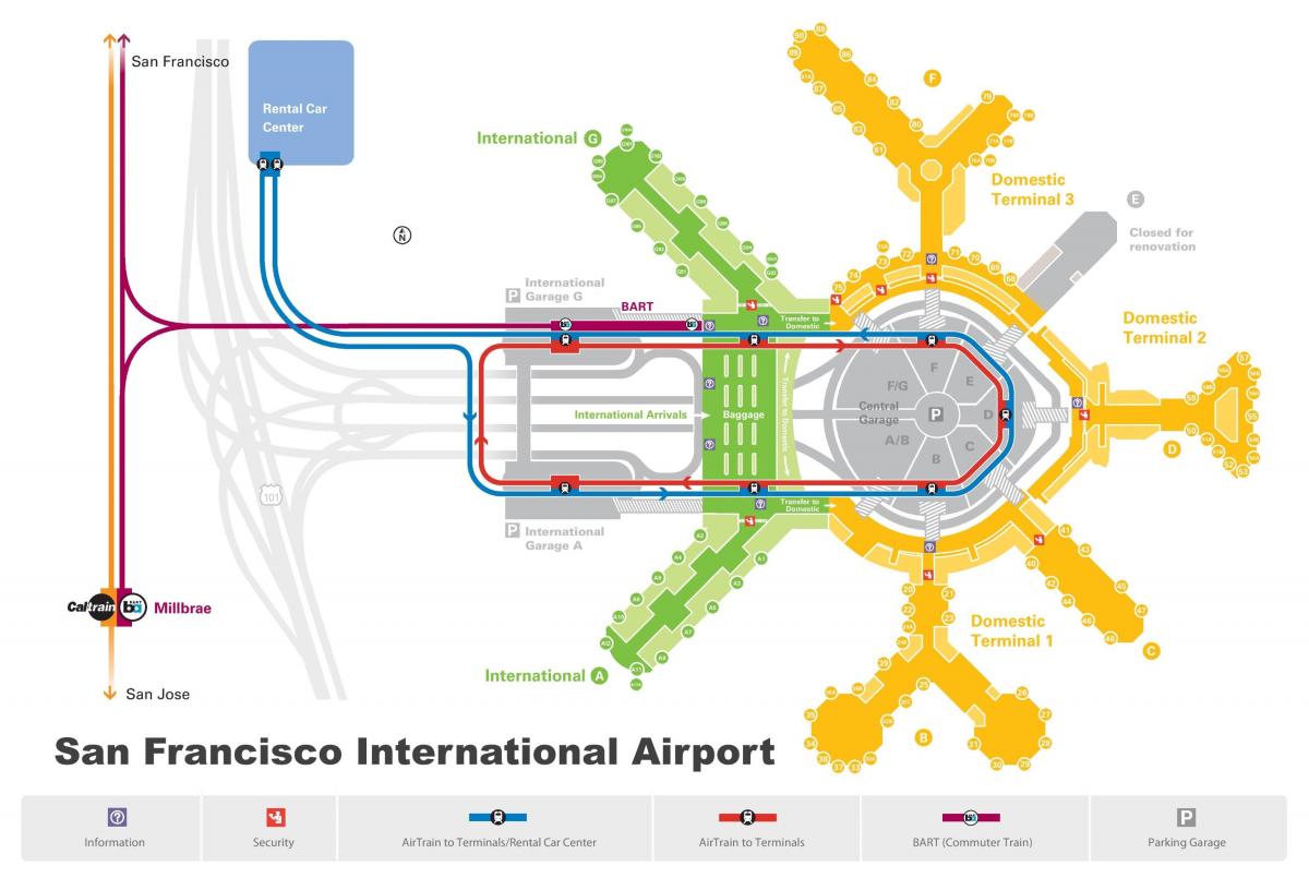 San Francisco airport rendiauto kaart