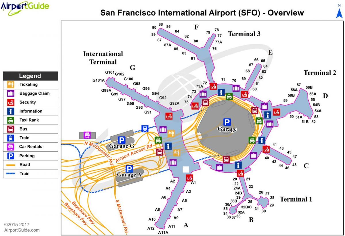 SFO rahvusvaheliste saabumiste kaart