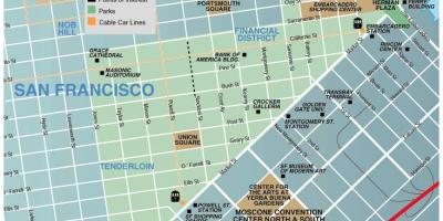 Kaart union square piirkond, San Francisco