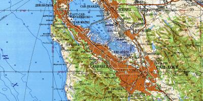 San Francisco bay area topograafiline kaart