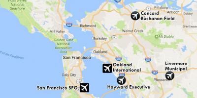 Lennujaamad lähedal San Francisco kaarti