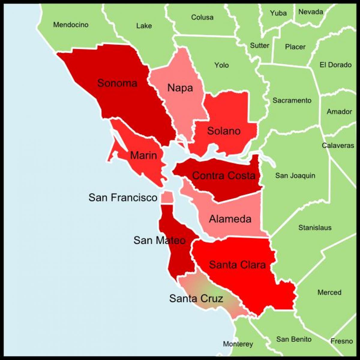 San Francisco bay area maakonna kaart