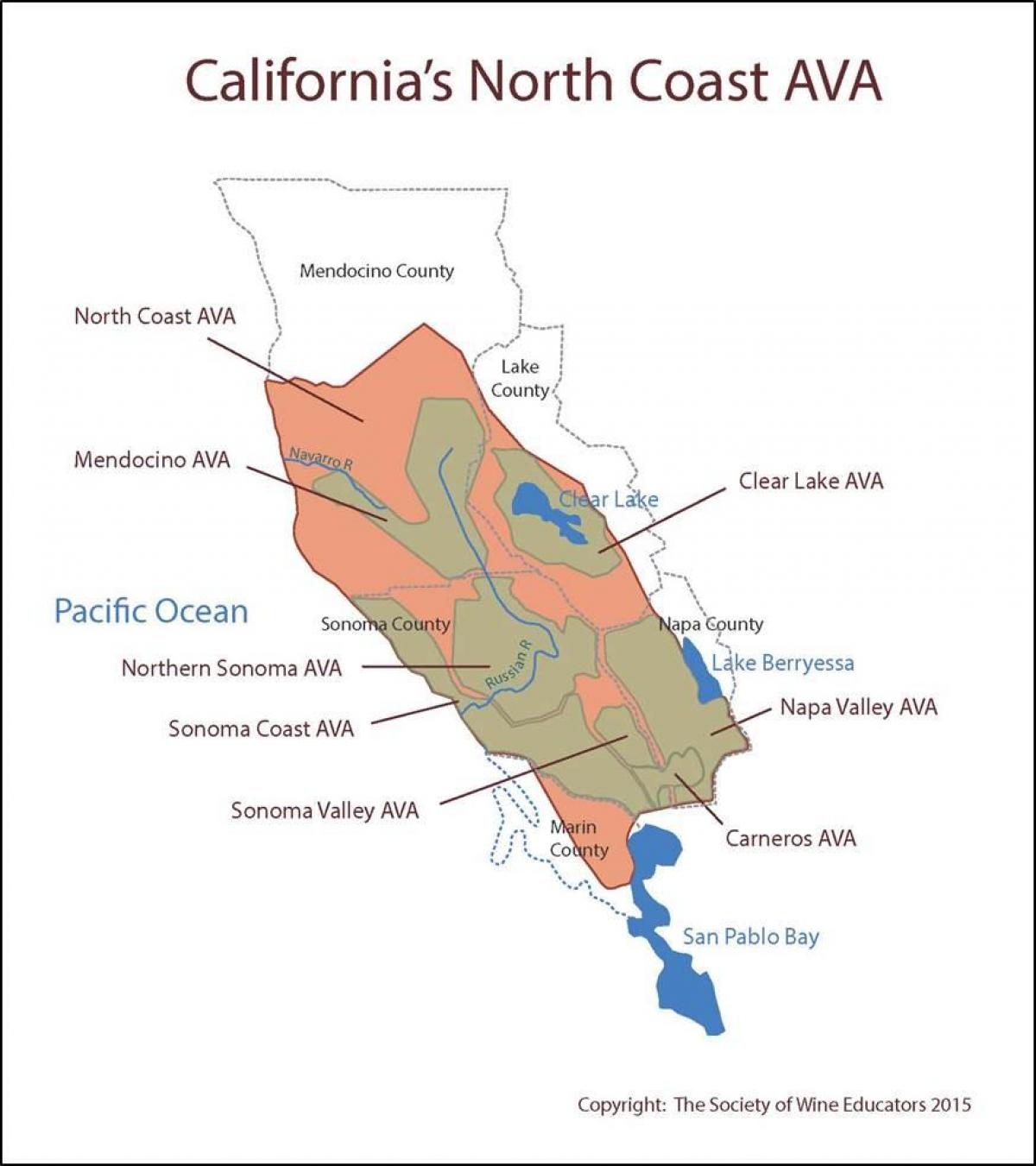 Kaart california rannikul põhja-San Francisco