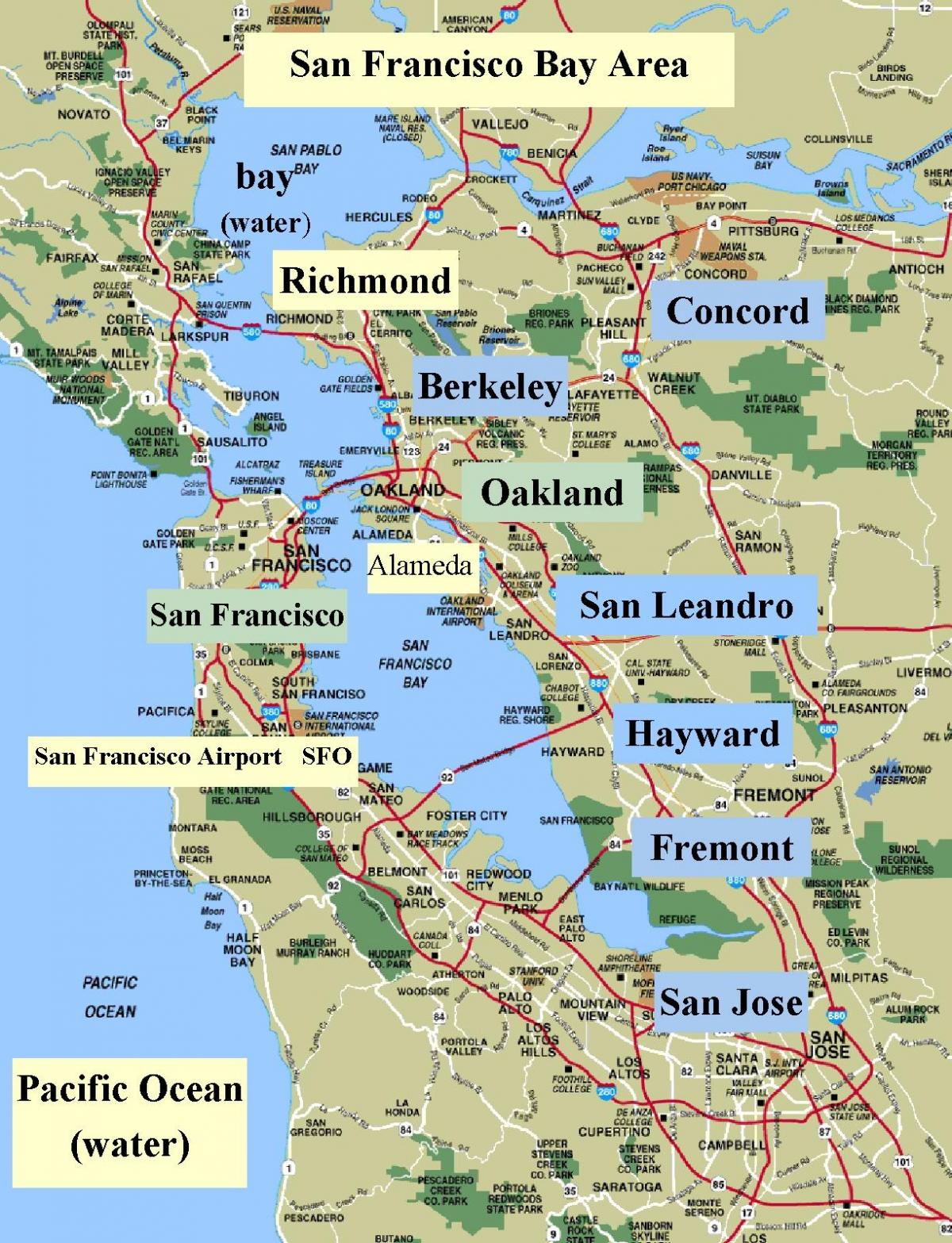 kaart San Francisco area-california