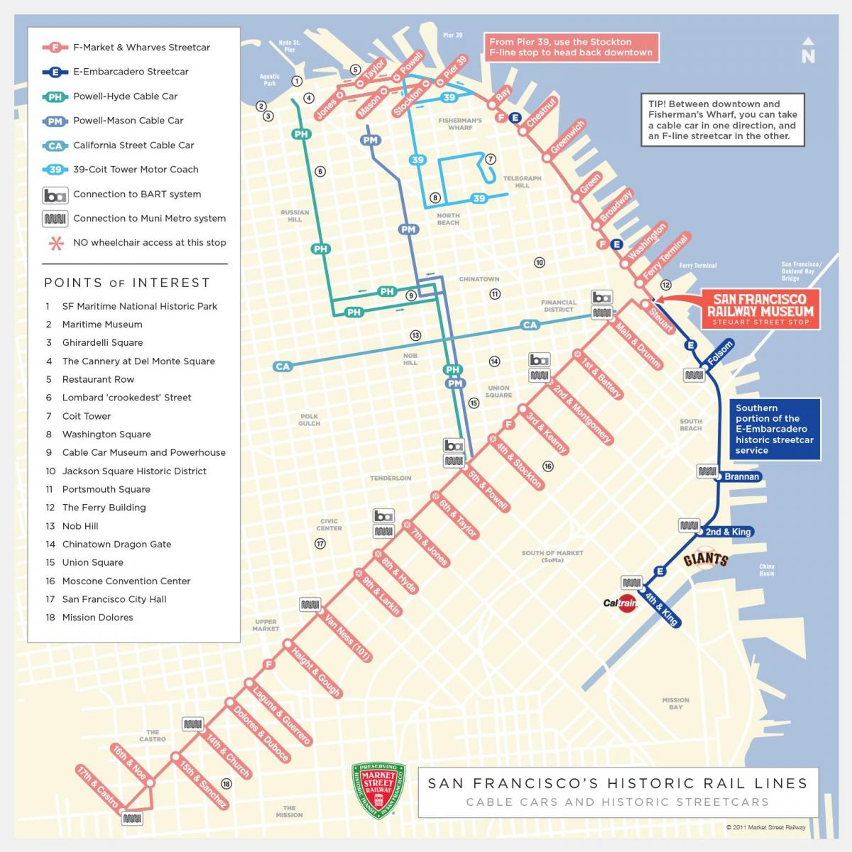 kaart San Francisco käru marsruudil