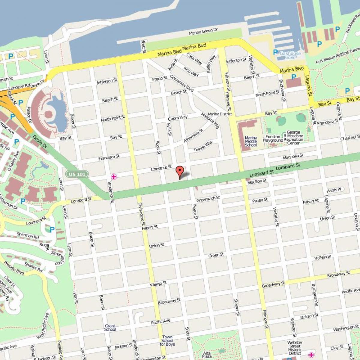 Kaart lombard street, San Francisco