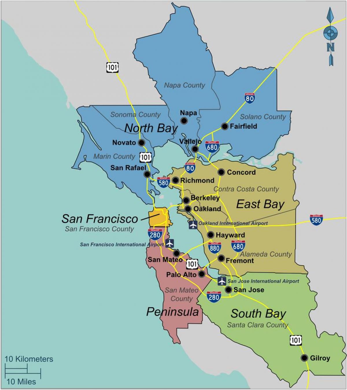 kaart lõuna-San Francisco bay area