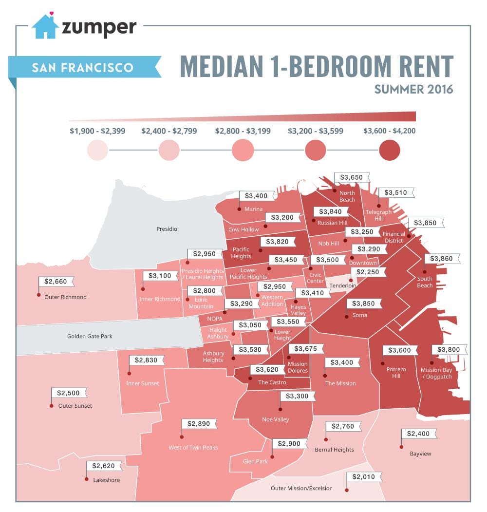 San Francisco üüri hinnad kaart