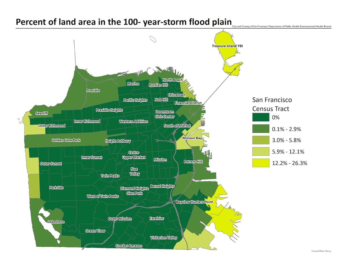 Kaart San Francisco üleujutuse tsooni