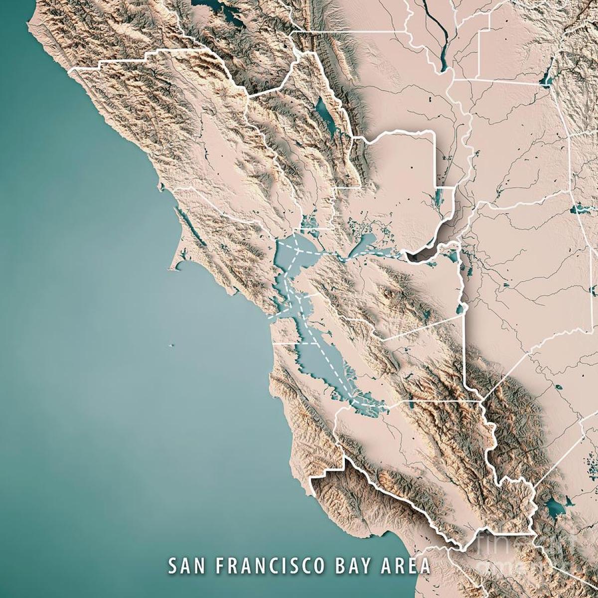 Kaart San Francisco bay topograafiline 