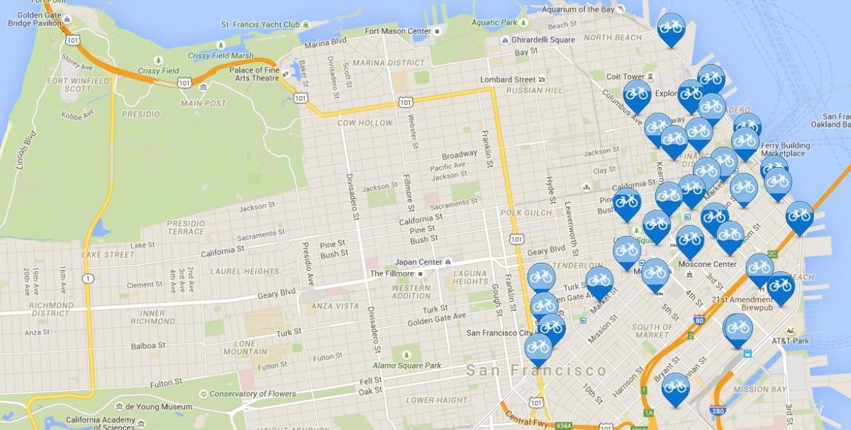 Kaart San Francisco bike jagada