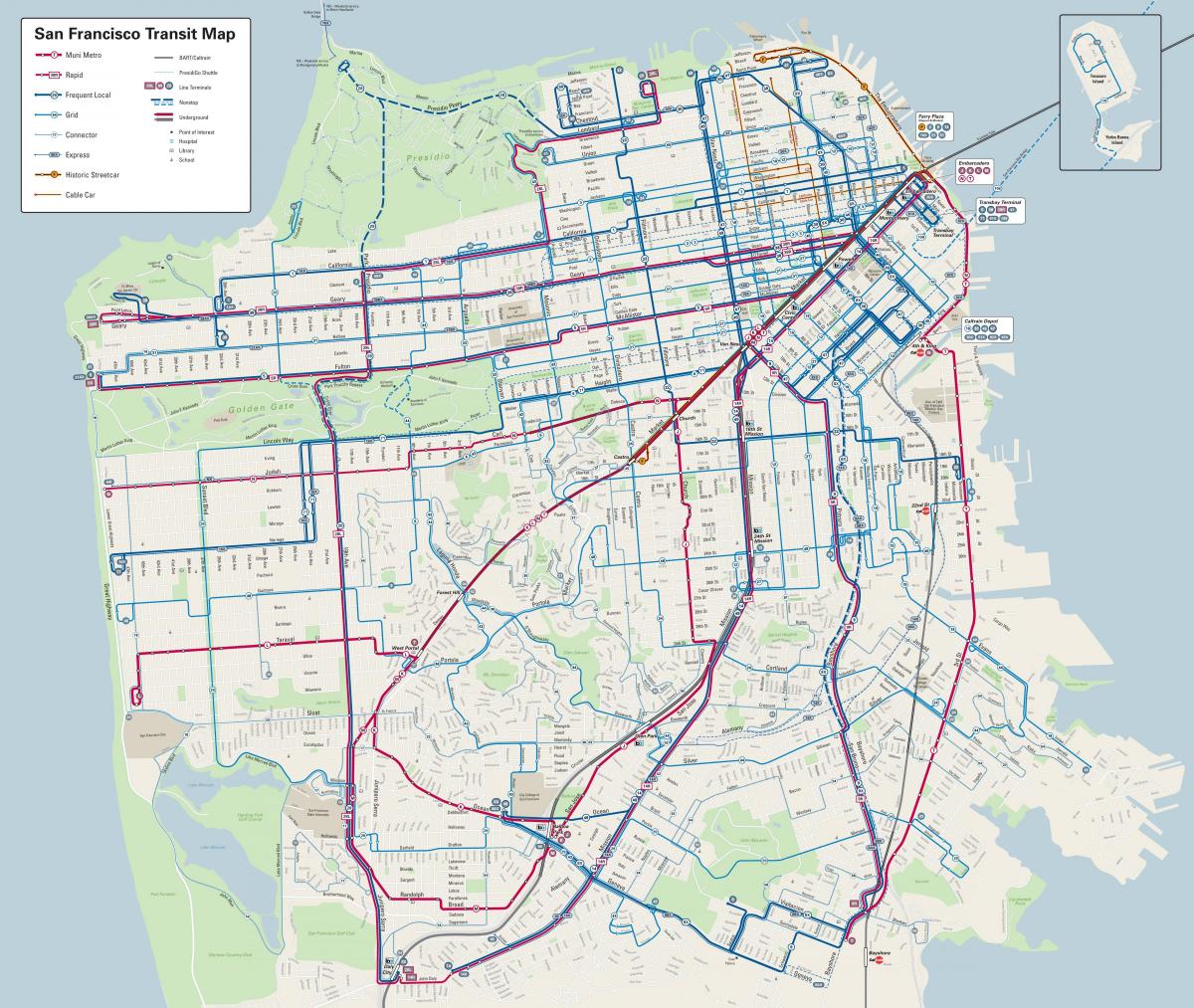 San Francisco bussiliinid kaart