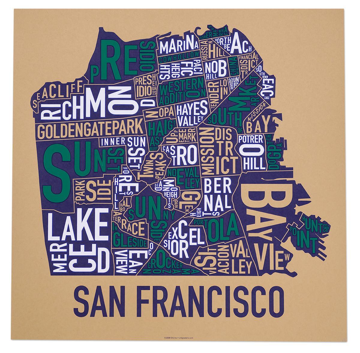 San Francisco naabruses kaart plakat