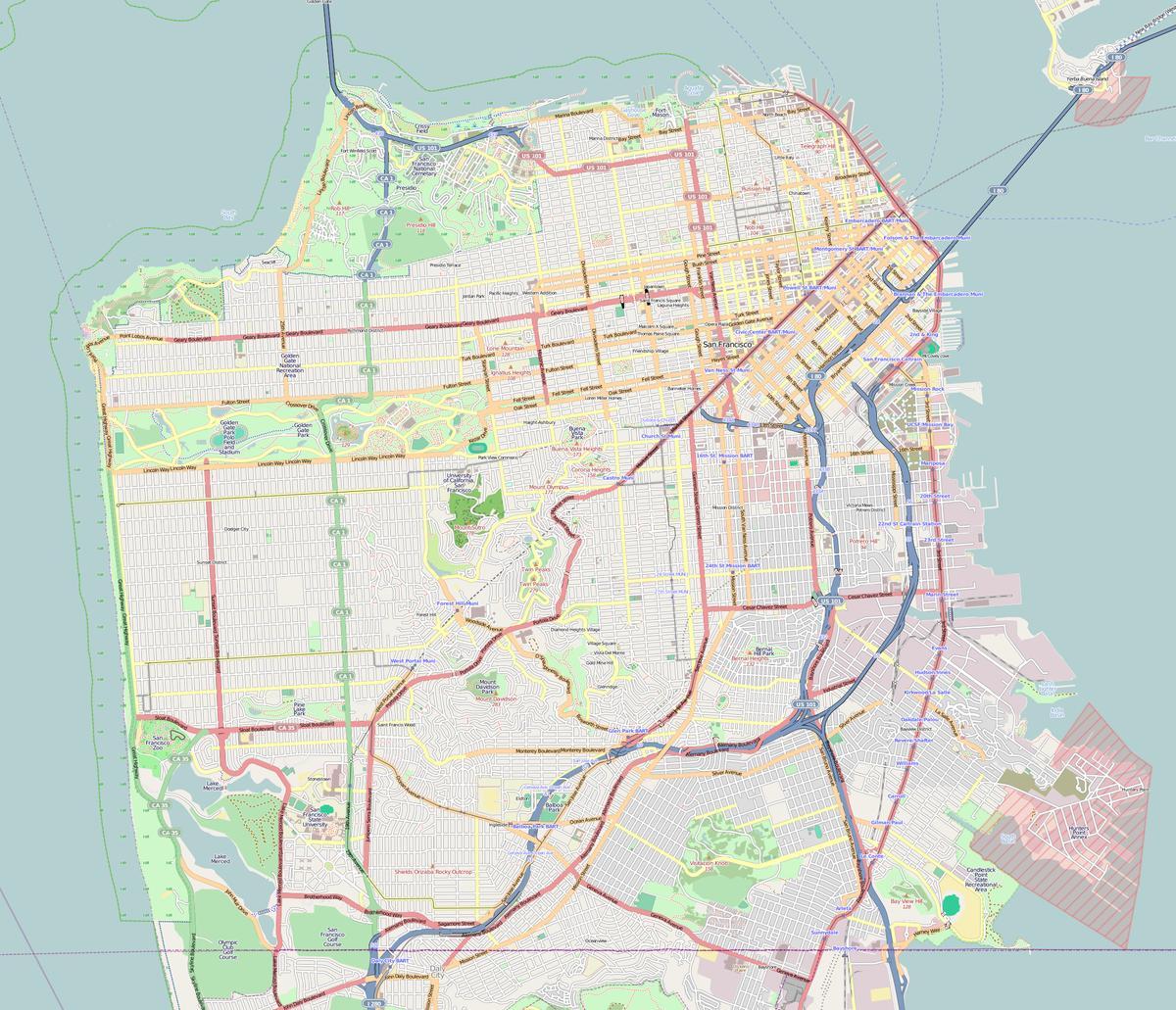 Kaart San Francisco ülevaade