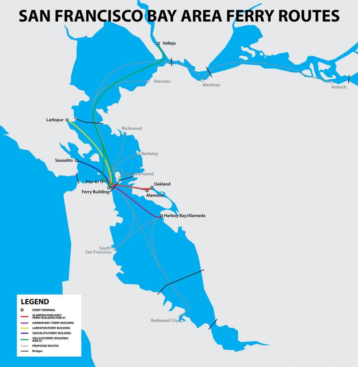 San Francisco bay praami kaart