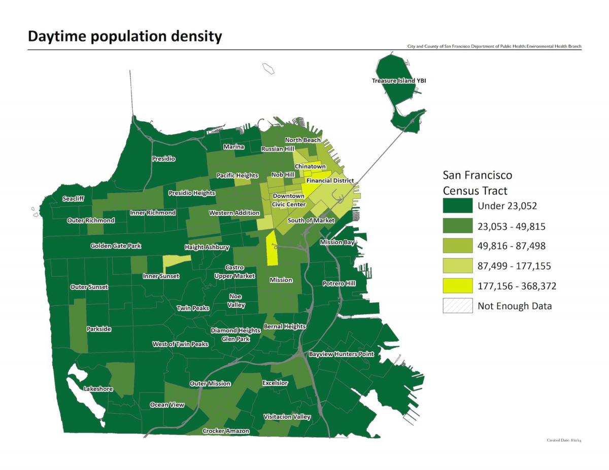 Kaart San Francisco elanike tihedus