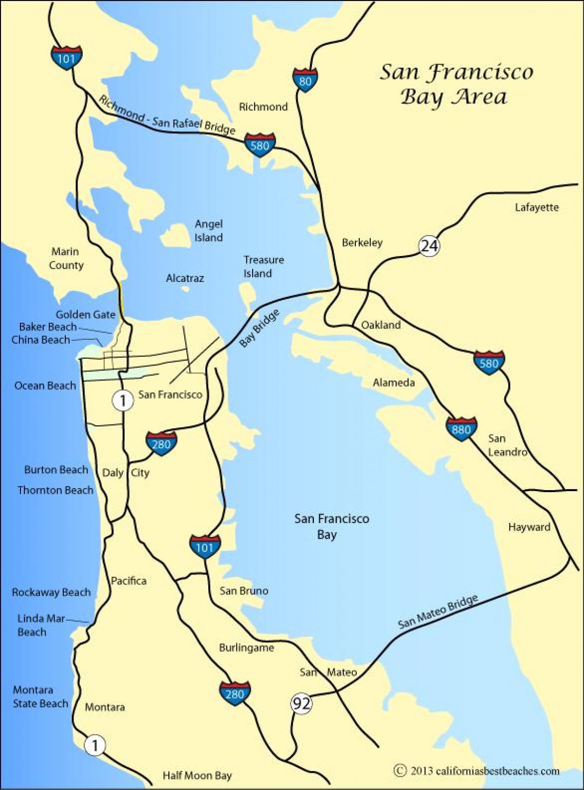 Kaart San Francisco rannad