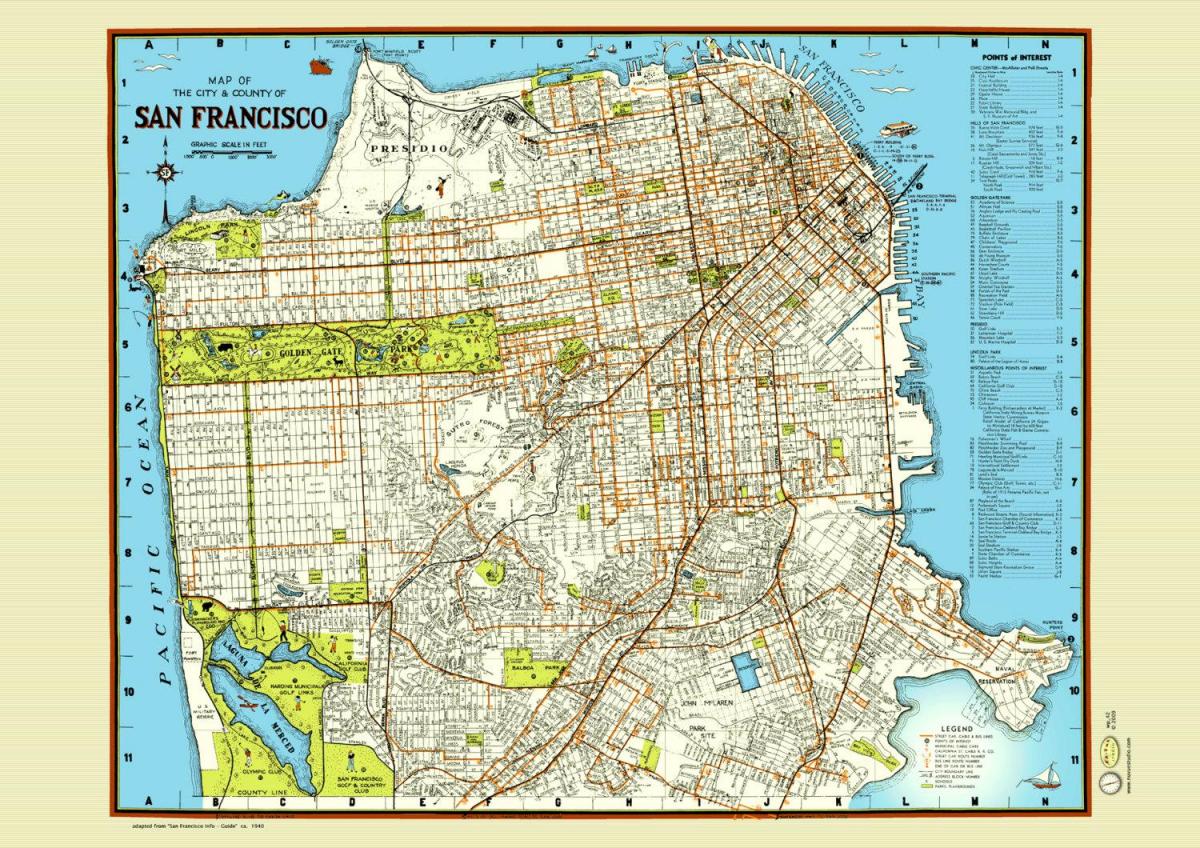 Kaart San Francisco street poster