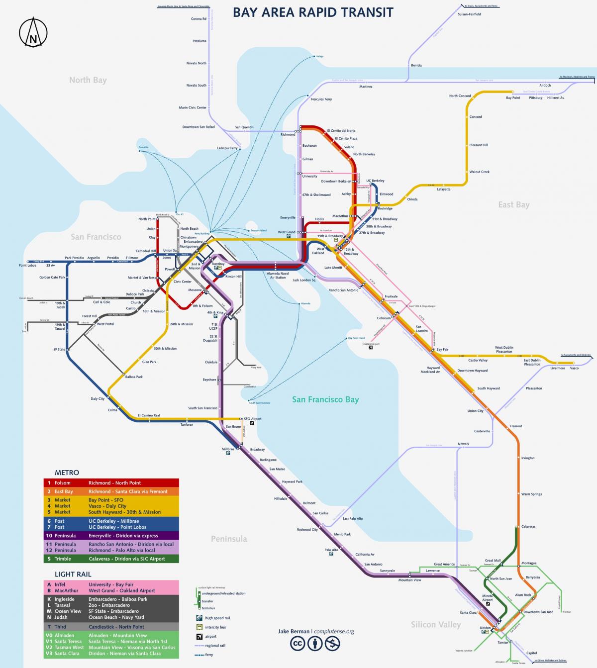 San Francisco metroo süsteemi kaart