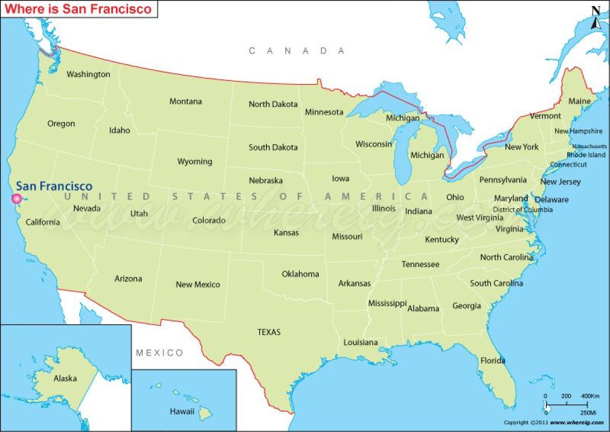 kaart, San Francisco, california, usa