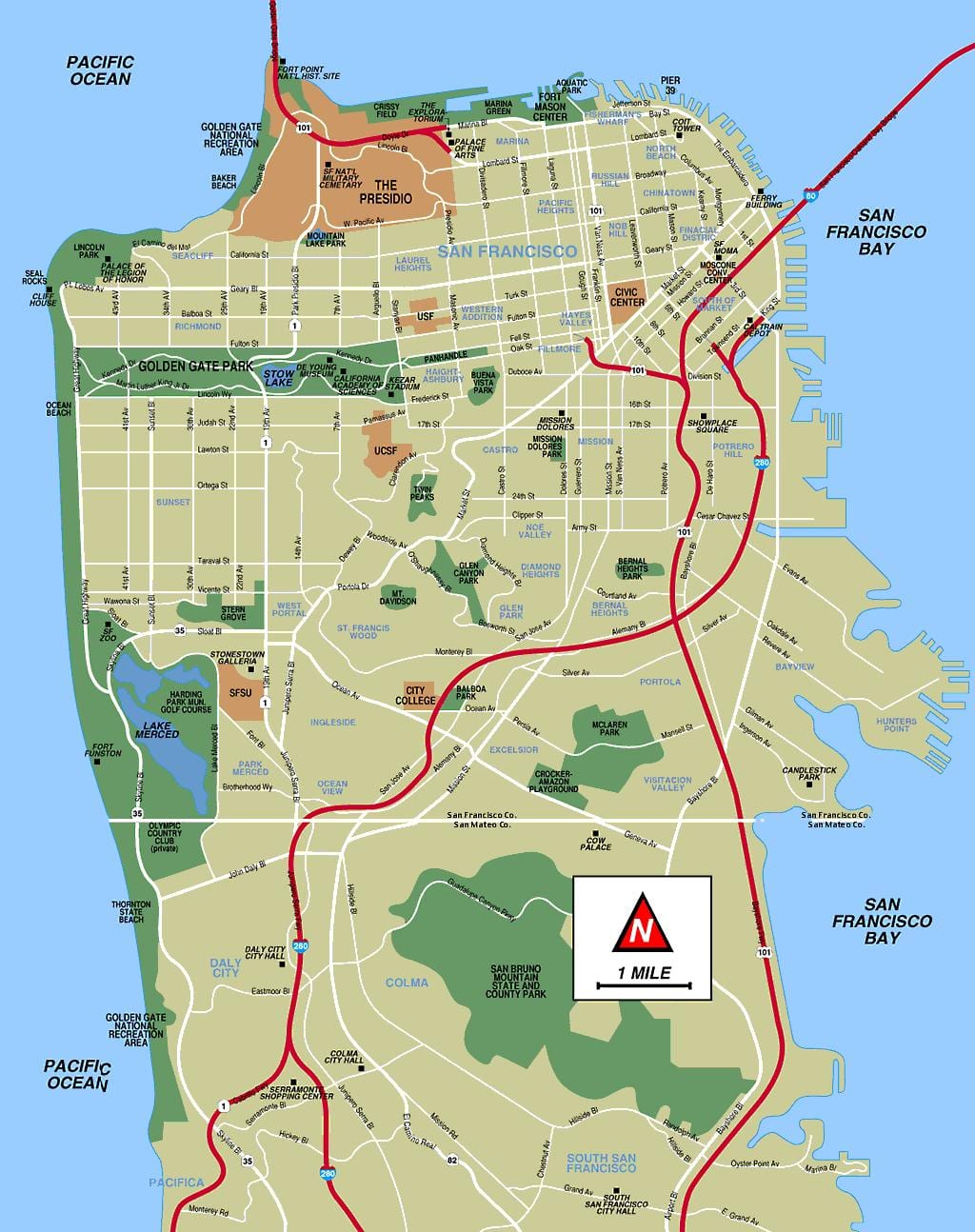 San Fran vaatamisväärsused kaart