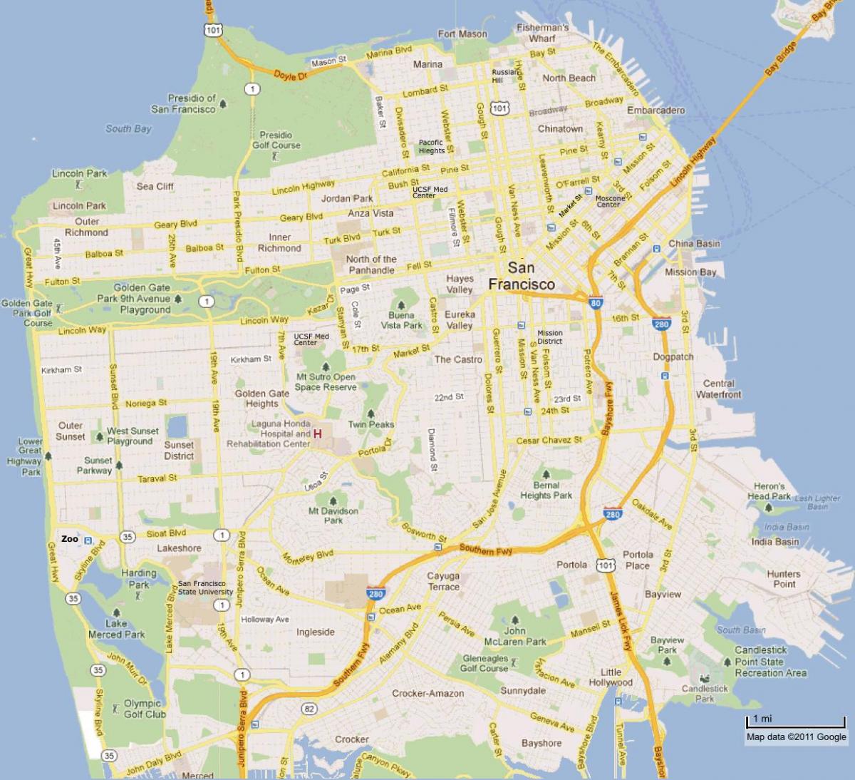 San Francisco vaatamisväärsusi kaart