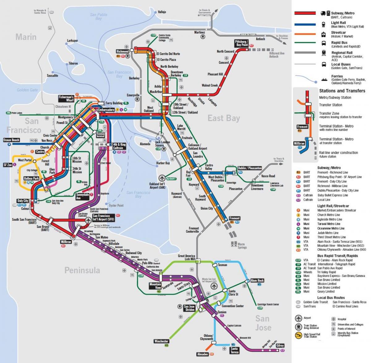 kaart ühistranspordi San Francisco