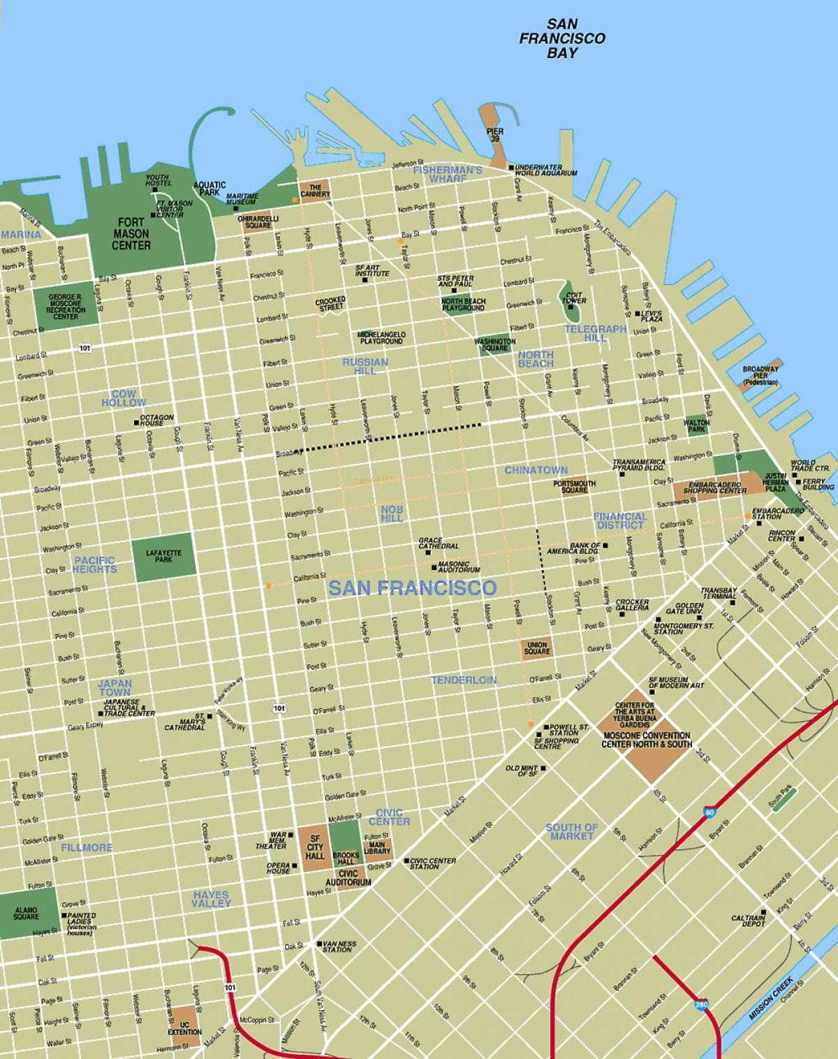 kaart vaatamisväärsuste San Francisco