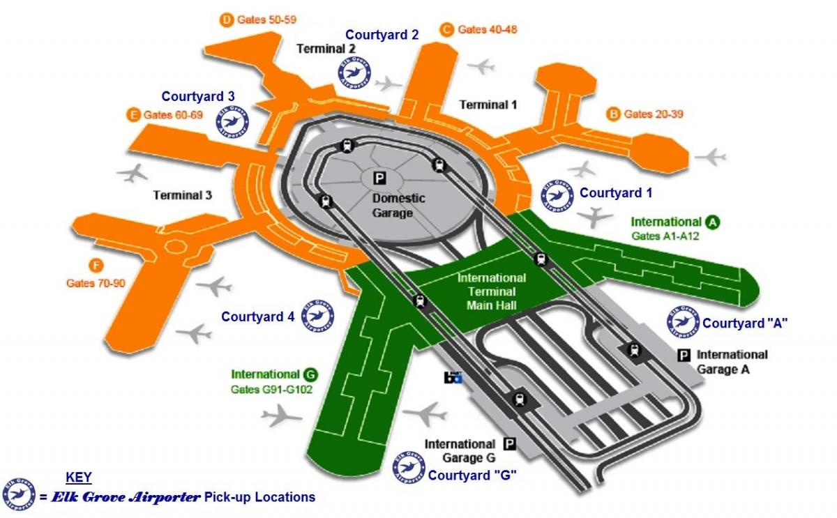 SFO rahvusvahelise terminali saabumise kohta kaardil