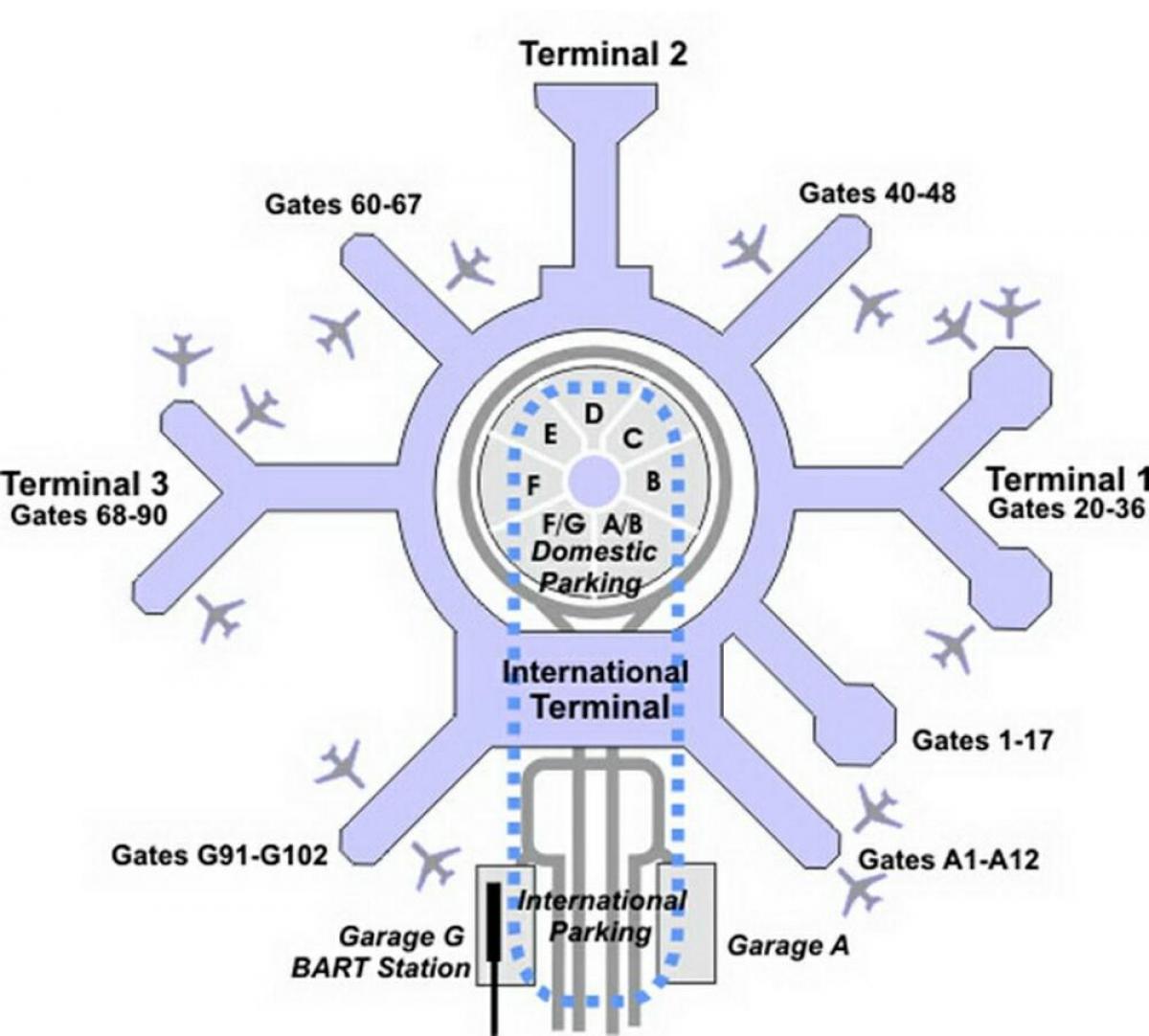 Kaart SFO terminal g