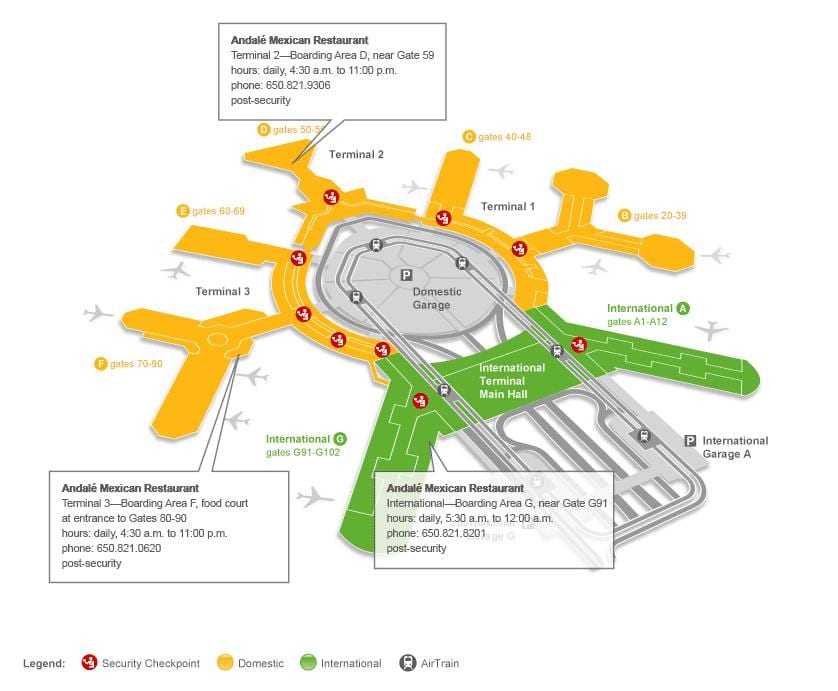 SFO terminal 2 värava kaart
