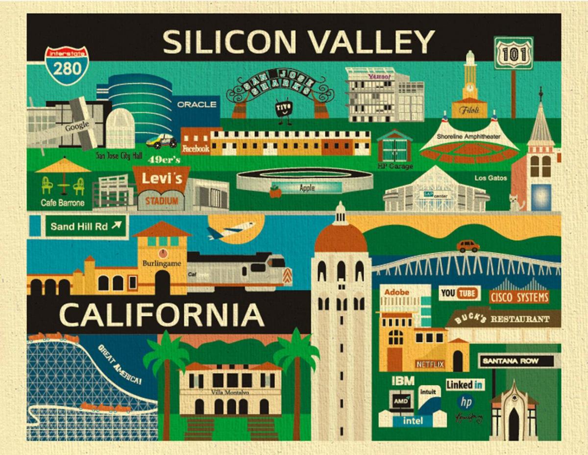 Kaart silicon valley plakat