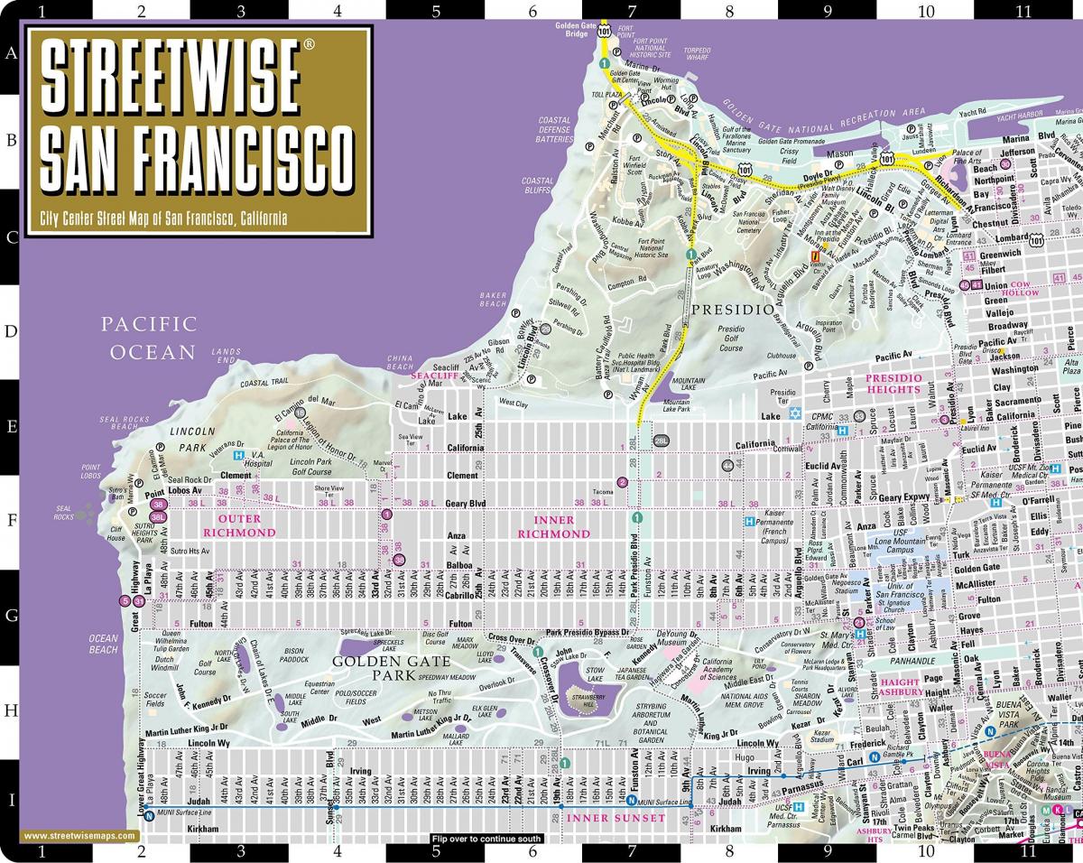 Kaart streetwise San Francisco