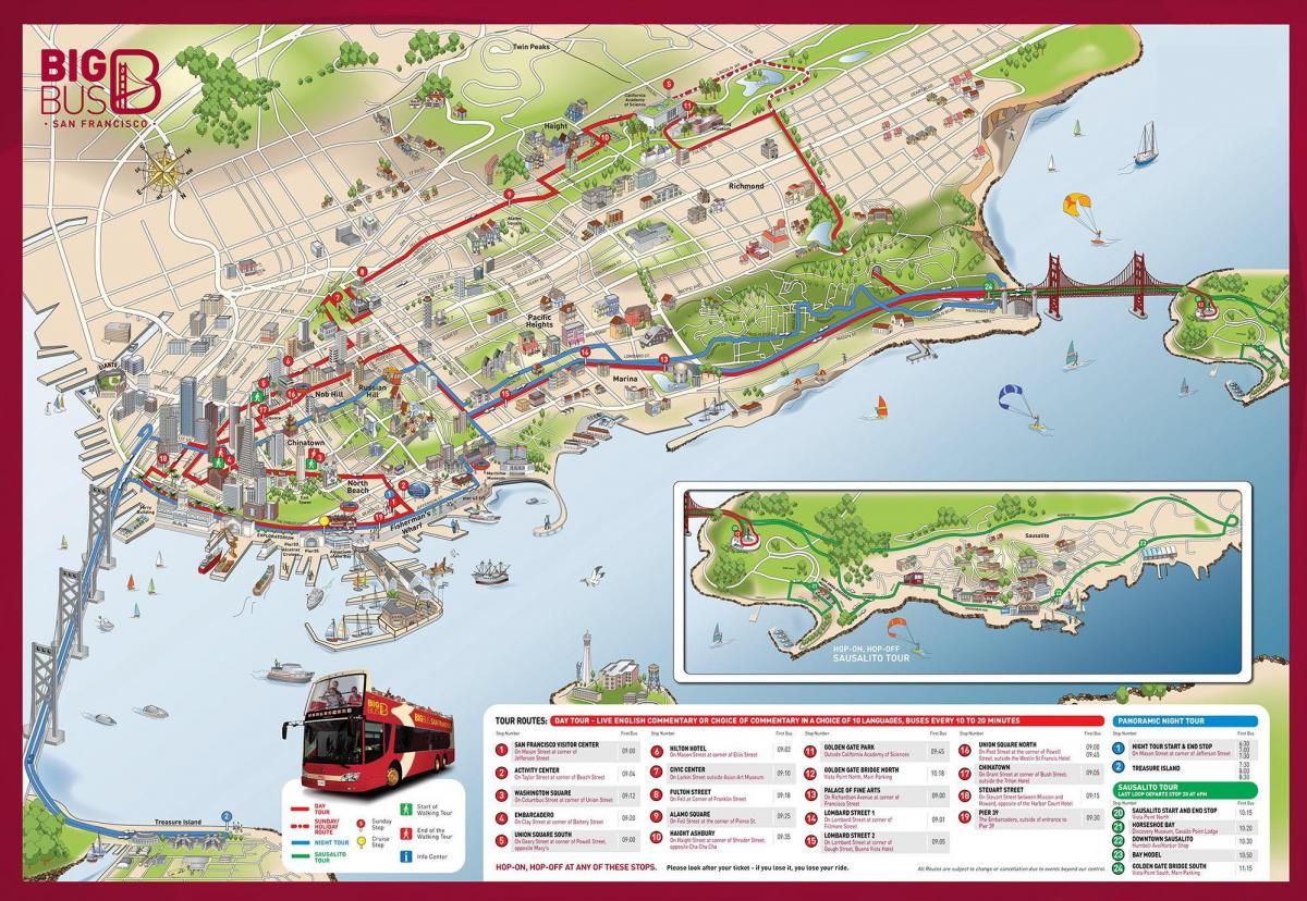 San Francisco bussiekskursioon kaart