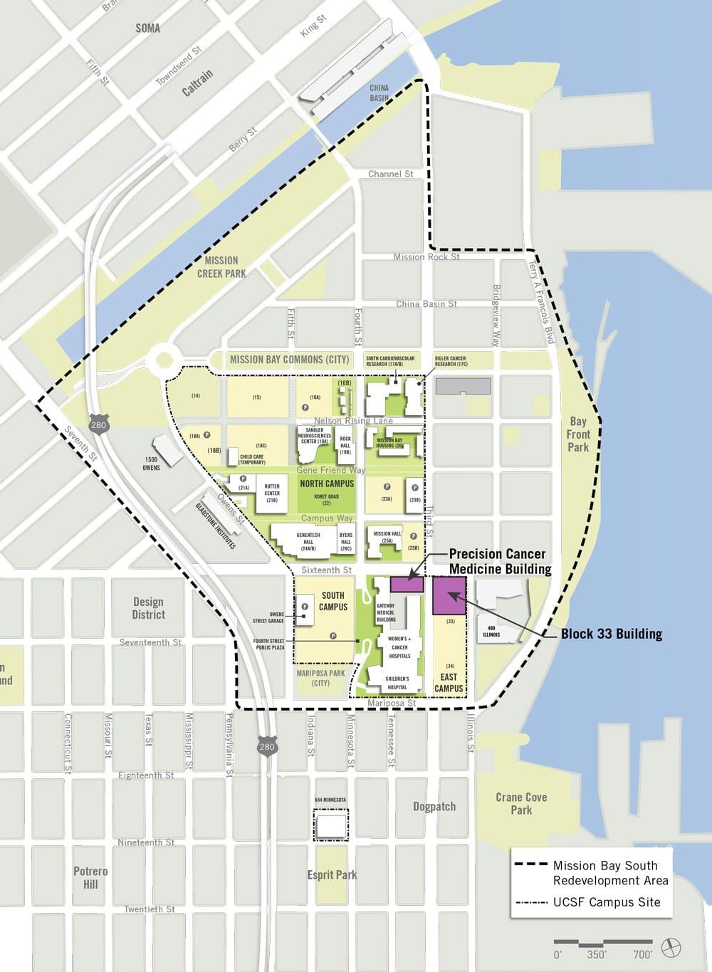 ucSF mission bay campus kaart