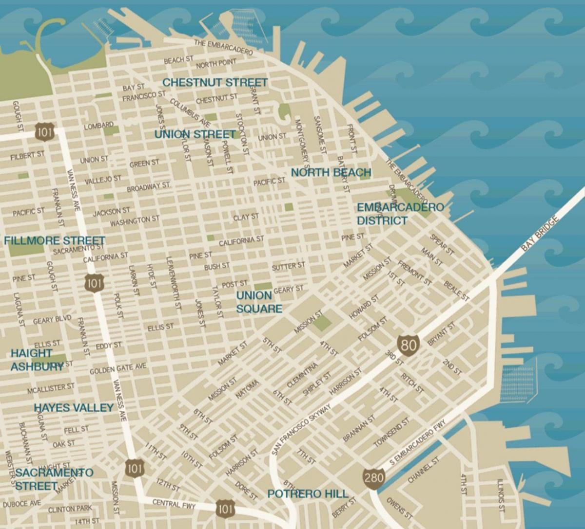 kaart downtown San Francisco union square