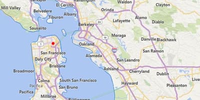 Kaart california linnade lähedal San Francisco