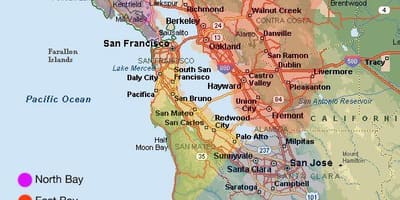 San Francisco piirkonna kaart ja seda ümbritseva ala