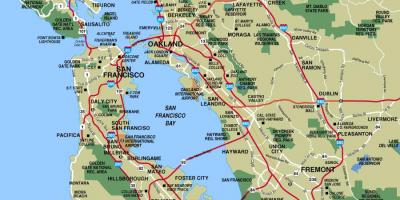 Kaart, linnade ümber San Francisco
