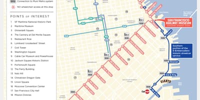 San Francisco köisraudtee ajakava kaart